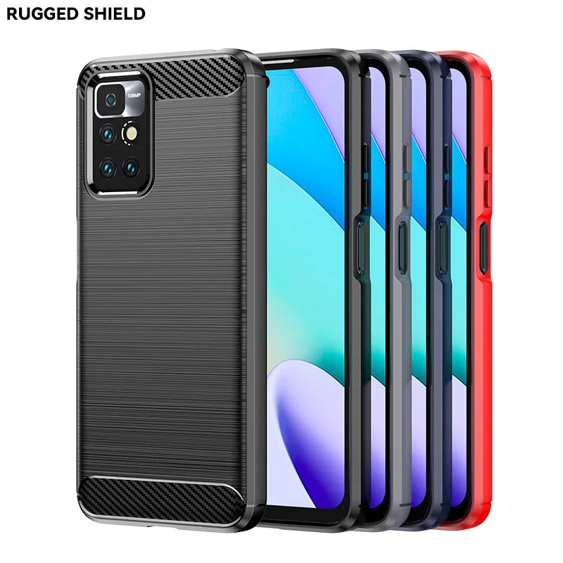 

Carbon Fiber Brushed Soft Case for Redmi 10 Prime Cover Shockrproof Cases Anti-drop Protective Shell Bumper Capa Coque Fundas