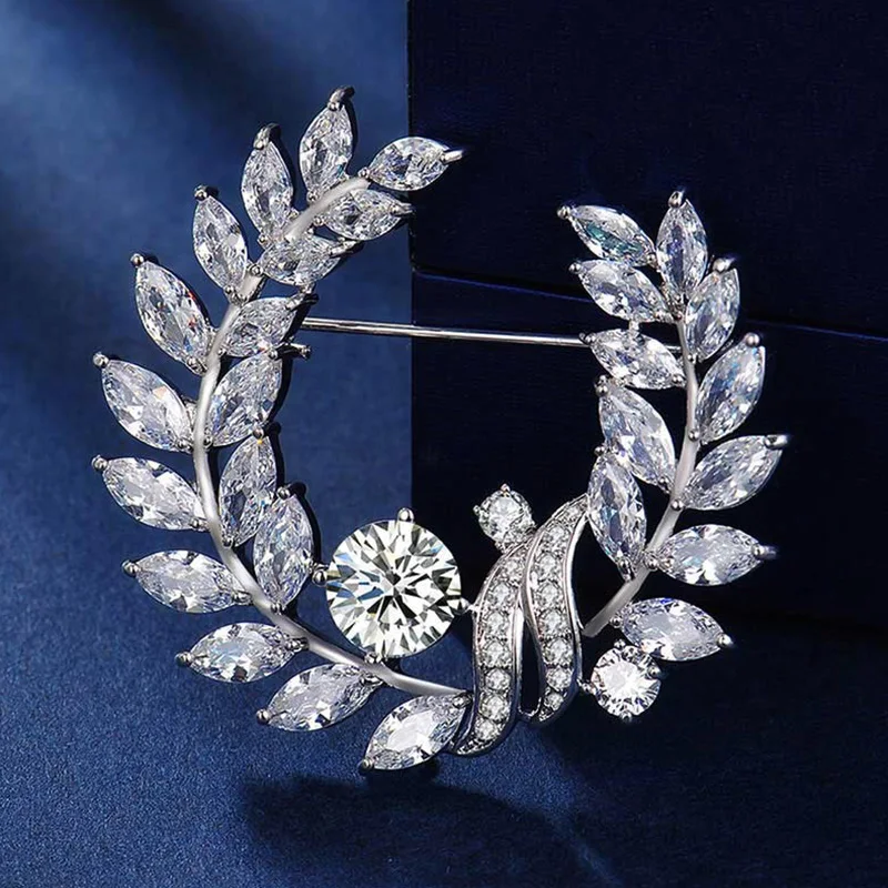 Новое поступление серебряная брошь с оливковой веткой женская свадебная