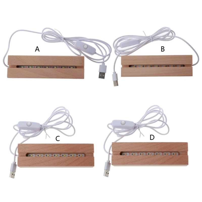 

Resin Art Rectangle LED Lights Display Base Crystal Wooden Lighted Base Stand