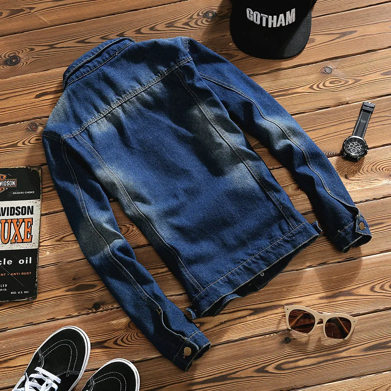 

2020 Autumn Men's Solid Color Denim Jacket Youth Slim Lapel Casual Jacket