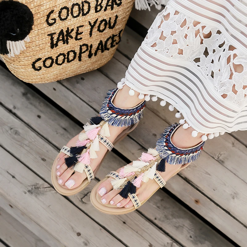 

Богемский этнический стиль; женские летние сандалии ручной работы; сандалии с кисточками и ремешками; ПЛЯЖНЫЕ САНДАЛИИ ГЛАДИАТОРЫ в римско...