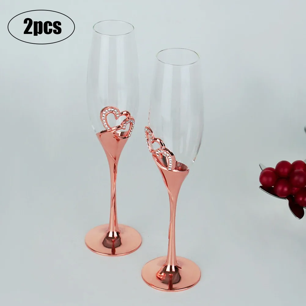 

2pcs Wedding Crystal Champagne Glasses Heart Shap2PCS Crystal Wedding Toasting Champagne Flutes Glasses Cup Party Marriage Decor