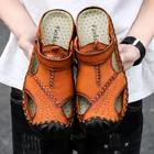 Сандалии мужские JICHI, из натуральной кожи, пляжные, 2021