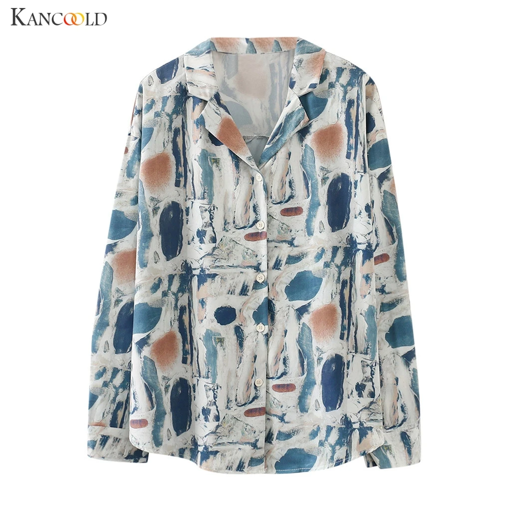 KANCOOLD shirt Turn Down Collar Long Sleeve Printed Pattern Casual Wear Blouse Shirt Autumn fashion new shirts women 2019 NOV8 | Женская