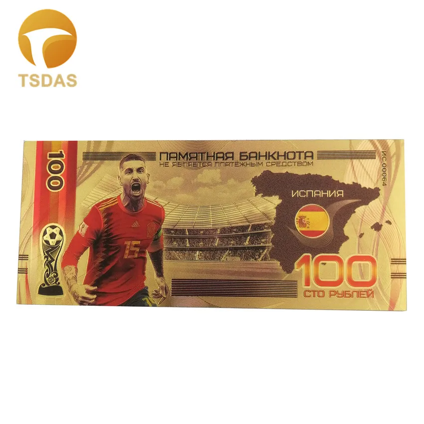 Новинка 2019 Золотая банкнота в России 100 рубля валюта банкнотах футбольный веер