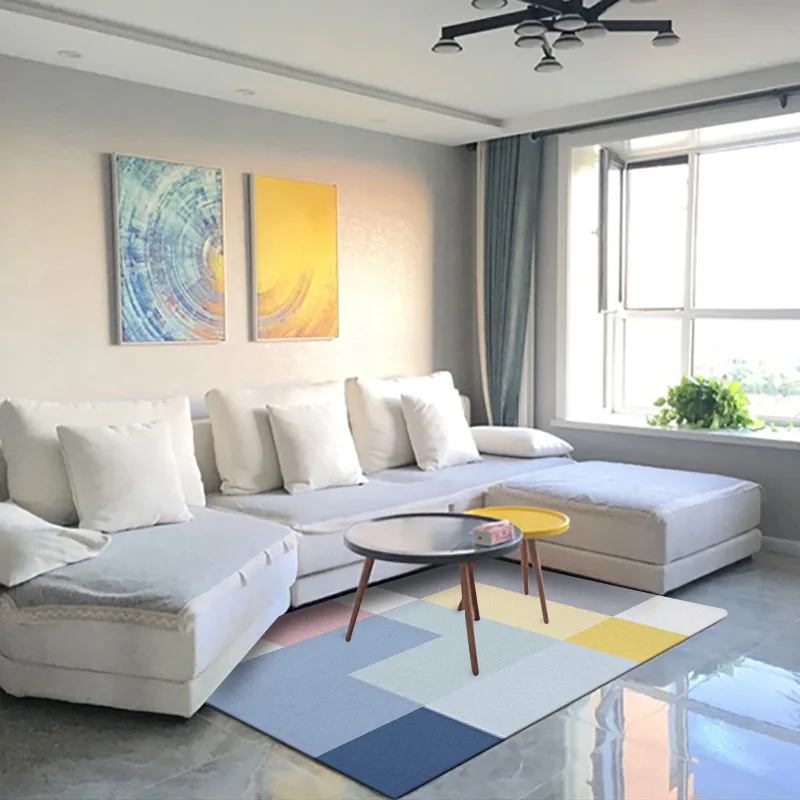 

Fashionable Nordic Style Simple Homestay Modern Geometric Japanese Bedroom Living Room Crystal Velvet Floor Mat Carpet