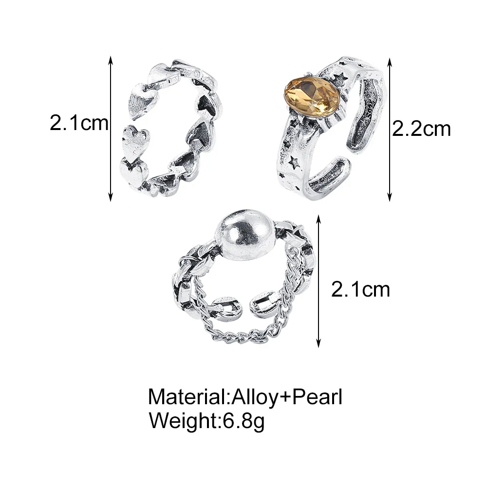 

Vintage Boho Geometric Chain Heart Open Rings for Women Hip Hop Exaggerated Silver Color Finger Rings Wholesale Jewelry Gift