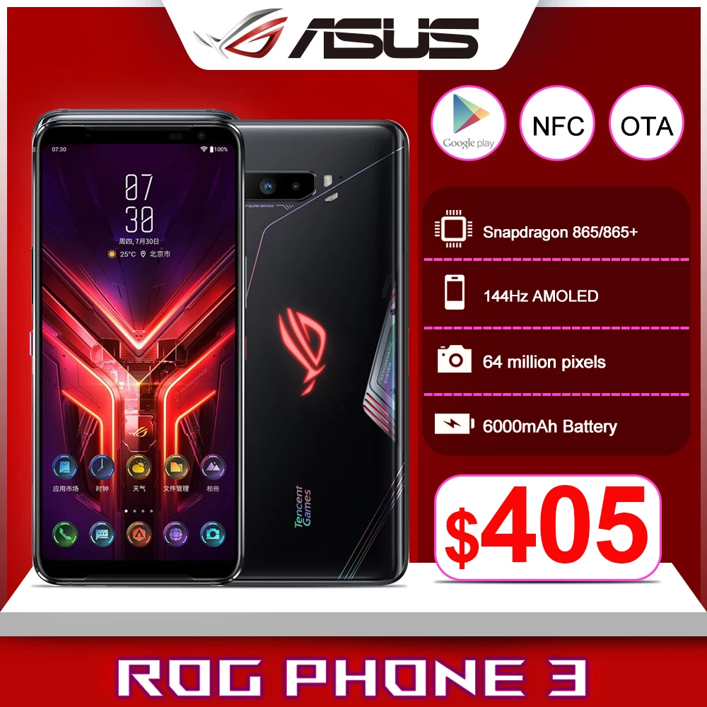 New Global Rom Asus ROG 3 5G Gaming Phone 6.59" Snapdragon865/865 Plus 6000mAh 144HZ FHD+ AMOLED NFC ROG Phone 3 ROG3 Smartphone