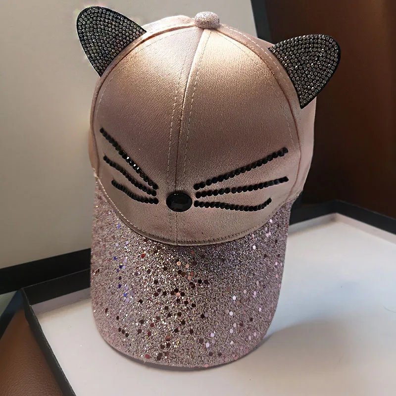 HT308 Для женщин Snapback хип-хоп шляпа с пайетками Черный серый цвет белый бриллиант
