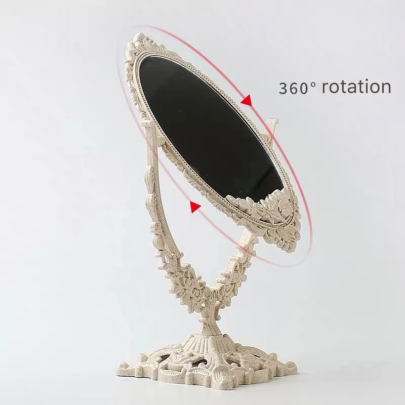 Зеркало для макияжа деревянный на стену винтажный вращающийся овальный стол