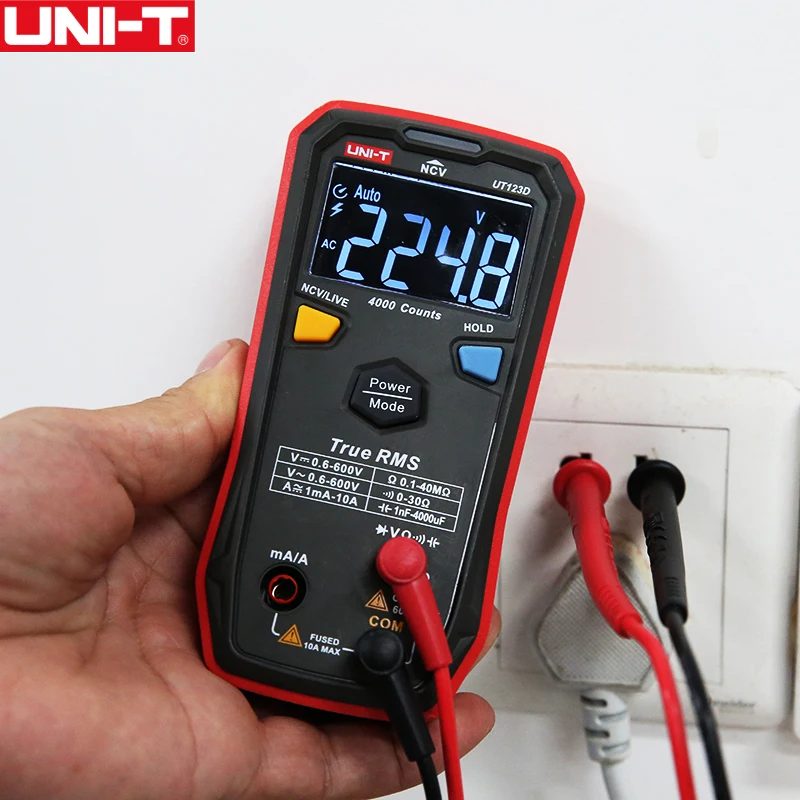 Medidor de Corrente Testador ao Vivo Operação de um Uni-t Mini Inteligente Digital Multímetro Faixa Automática Rms Verdadeiro ac dc Tensão Ncv Botão Ut123d