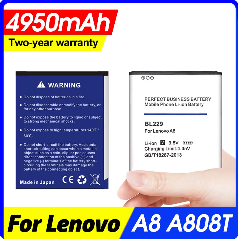 

Bl229 4950mah Battery for Lenovo A8 A808t A806 Bateria