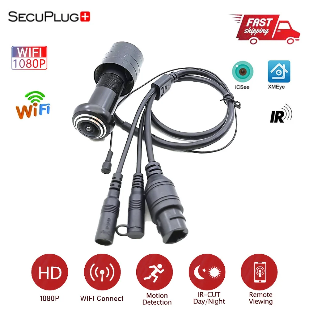 

HD audio 1080P Door Eye Hole Mini Peephole IP P2P Camera Wide Angle FishEye CCTV Security Network WIFI Camera With Micro TF Card
