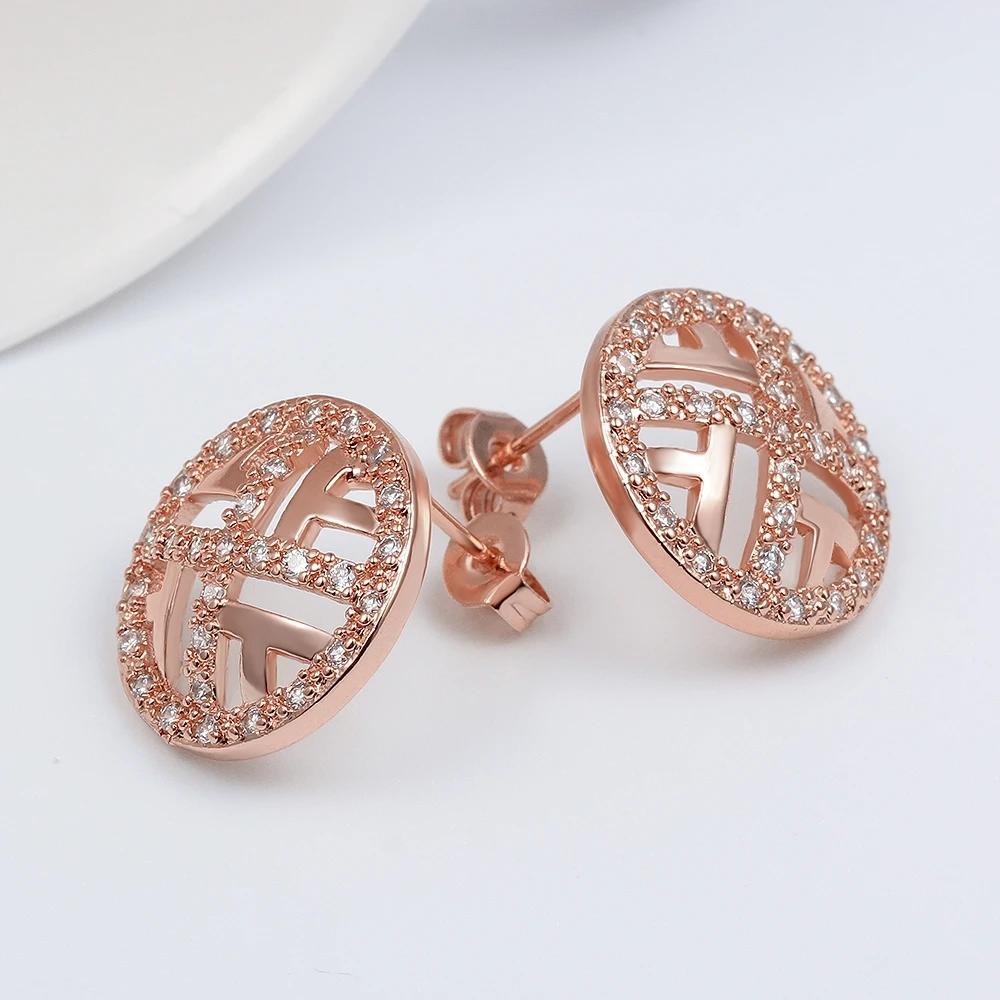 

SP050 Real 925 Sterling Silver Crystal Circle Earring For Women Making Jewelry Gift Wedding Party Engagement