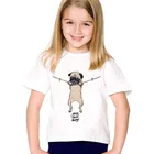 Забавные футболки, милые летние футболки, детская футболка с принтом французского бульдогамопса для мальчиков и девочек, повседневные топы для малышей
