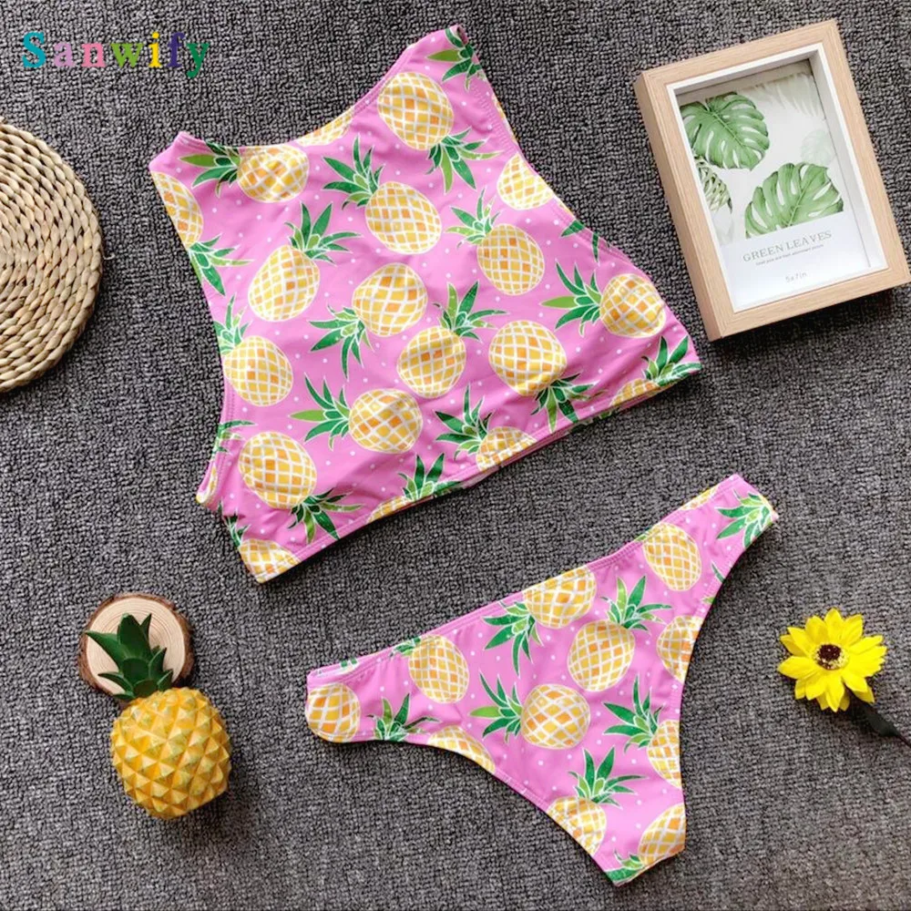 

2020 Sexy Swimwear Fashionable Bikinibikini Pineapple Printing Bikini Zipper Women's Swimsuit