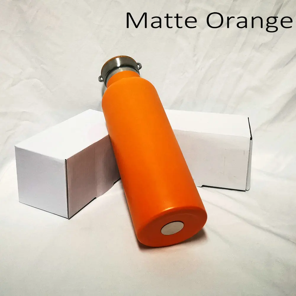 Matte Orange SS Lids 350/500/600/750/1000 мл Нержавеющая сталь двойные стенки с вакуумной твердого английского фарфора утепленная Бутылки для воды Кофе чайник путешествия пить вакуум с двойными стенками из нержавеющей стали - Цвет: Matte Orange SS Lids