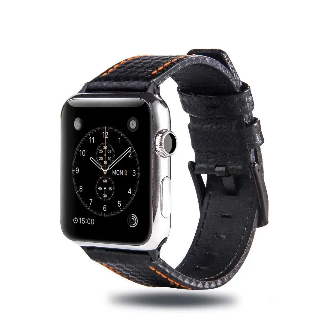 Роскошный карбоновый+ кожаный ремешок для Apple watch ремешок 44 мм 40 мм correa iWatch серия 4 3 2 ремешок 42 мм 38 мм ремешок для часов браслет