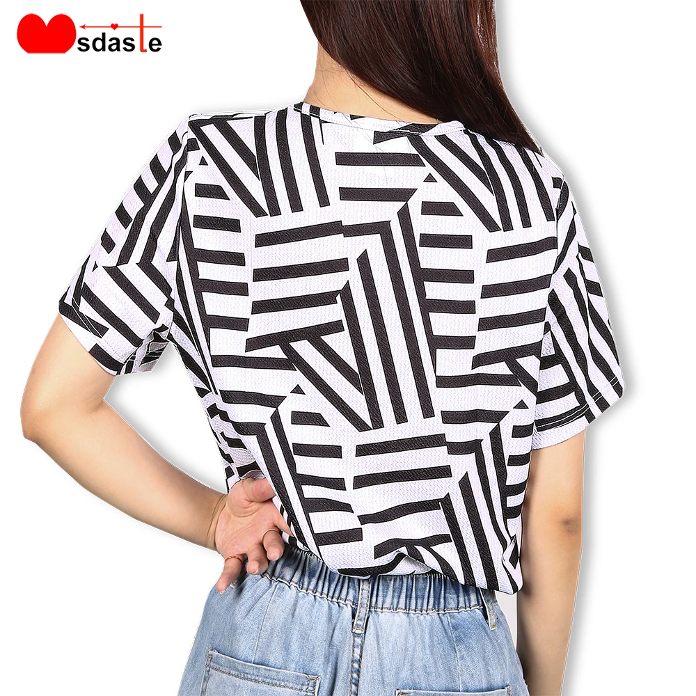Женская футболка Повседневная Свободная с коротким рукавом полосатая Летняя