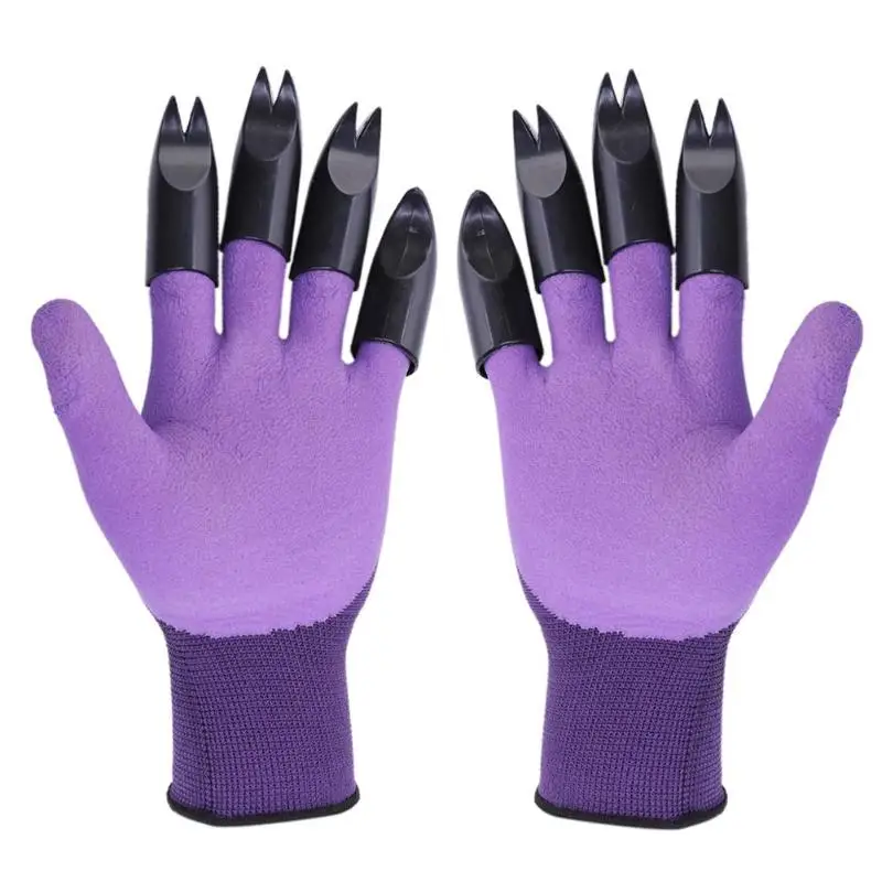 1 Pair Garden Gloves 4 Hand Claw ABS Plastic Rubber Gloves Quick Excavation Plant Waterproof Insulation Home garden supplies - Цвет: 1 Pair