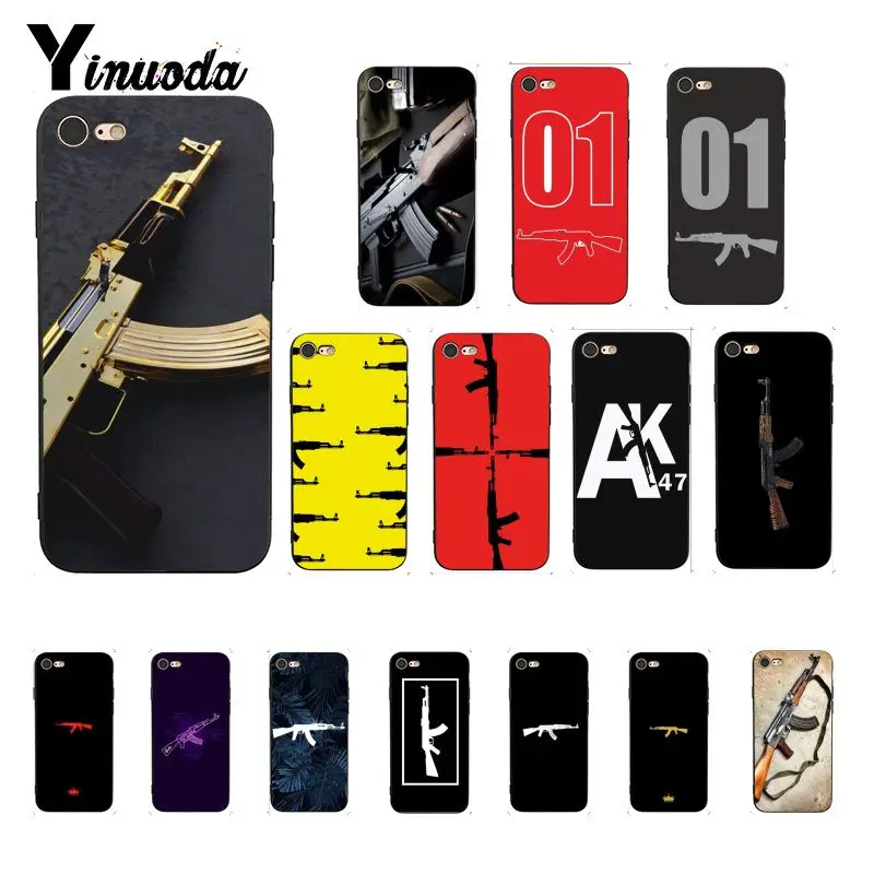 Yinuoda AK47 пистолет новое поступление черный чехол для телефона iPhone 8 7 6 6S X XS MAX 5 5S SE XR