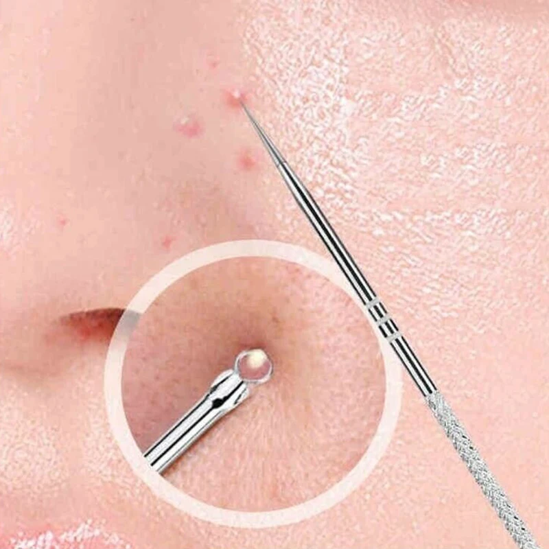 

Hot Sale 1pcs Silver Blackhead Comedone Acne Blemish Extractor Remover Stainless Needles Remove Tools removedor de cravo