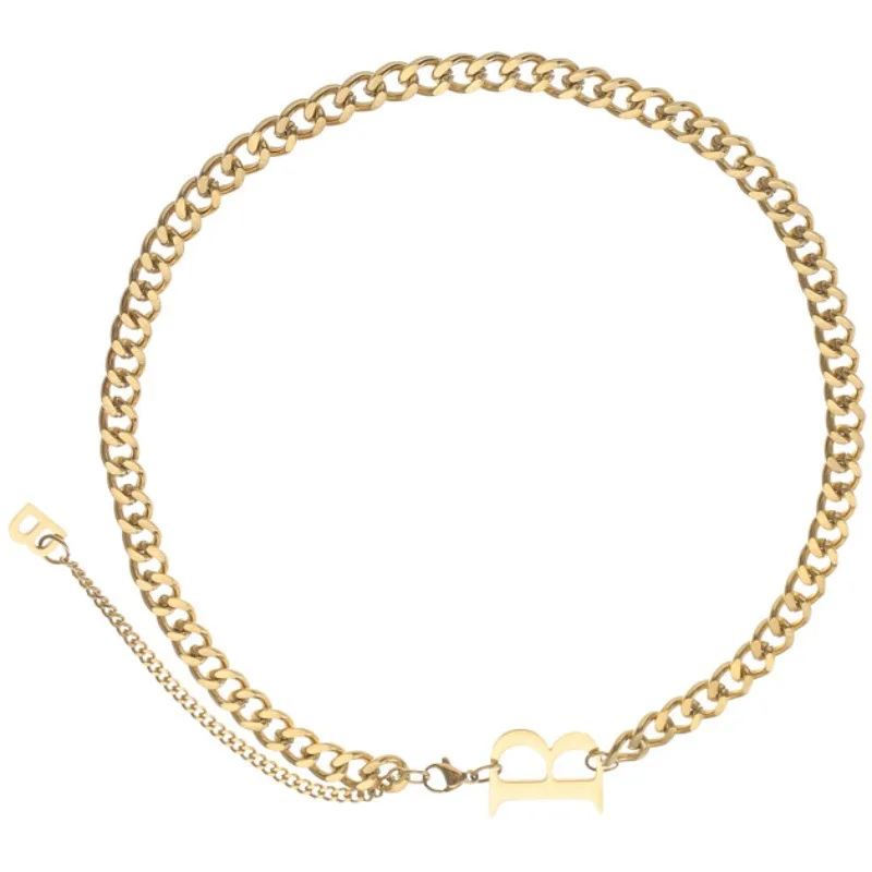 

Fashionable Necklace Female Titanium Steel INS Net Red Letter B Collarbone Neck Necklace Women's Jewelry Gold Necklace for Women