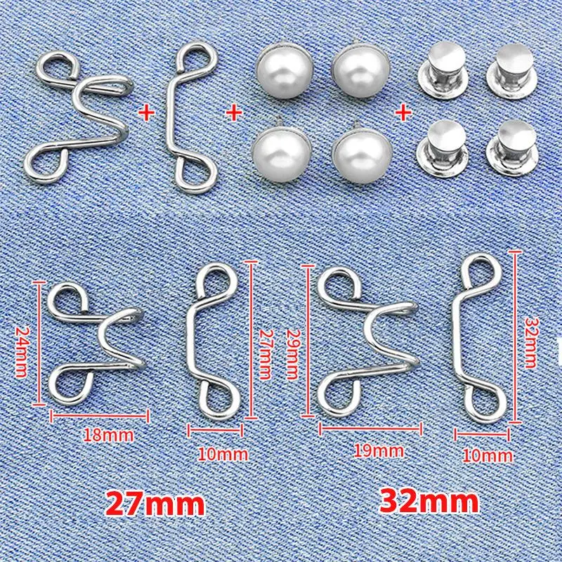 

Waist Buckle Deduction Adjustable Metal Garment Hooks Jeans Waist Adjusting Buckle Removable Button Invisible Adjust Button