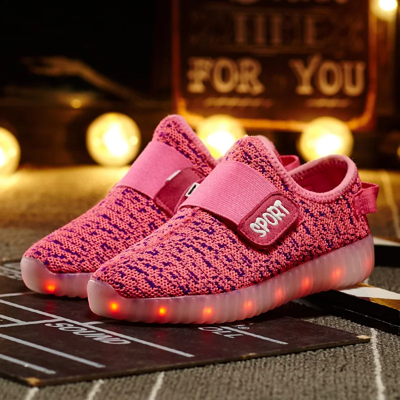 

FEBMOFL New Kids Led USB Recharge Glowing Shoes Children's Hook Loop Shoes Children's Glowing Sneakers Kids Led Luminous Shoes