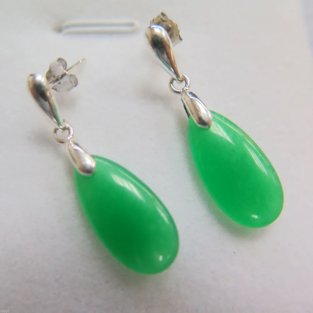 

Женские серьги-подвески из серебра 925 пробы с зеленым нефритом