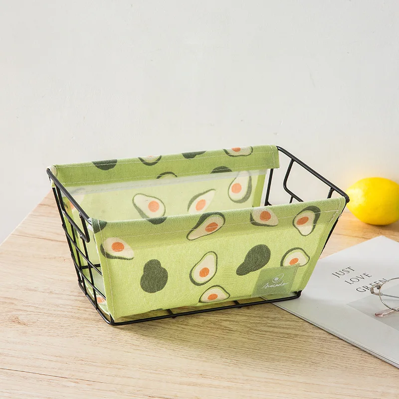 

Sundries Storage Basket Fabric Desktop Nordic Cosmetics Storage Basket Small Iron Mask Snacks Storage Basket Iron Rack