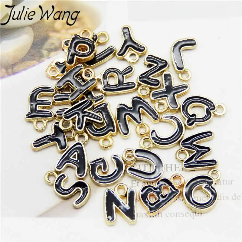 Julie Wang эмаль A-Z буквы амулеты сплав Английский алфавит двухстороннее ожерелье