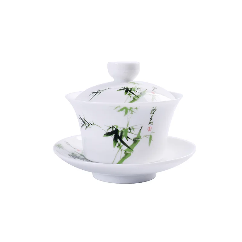 Ручная роспись синий и белый фарфор gaiwan чайная посуда китайский цвет чаша чашка с
