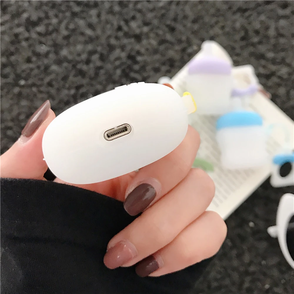 Чехол для AirPods с милым мультяшным 3D покрытием бутылки молока беспроводной чехол