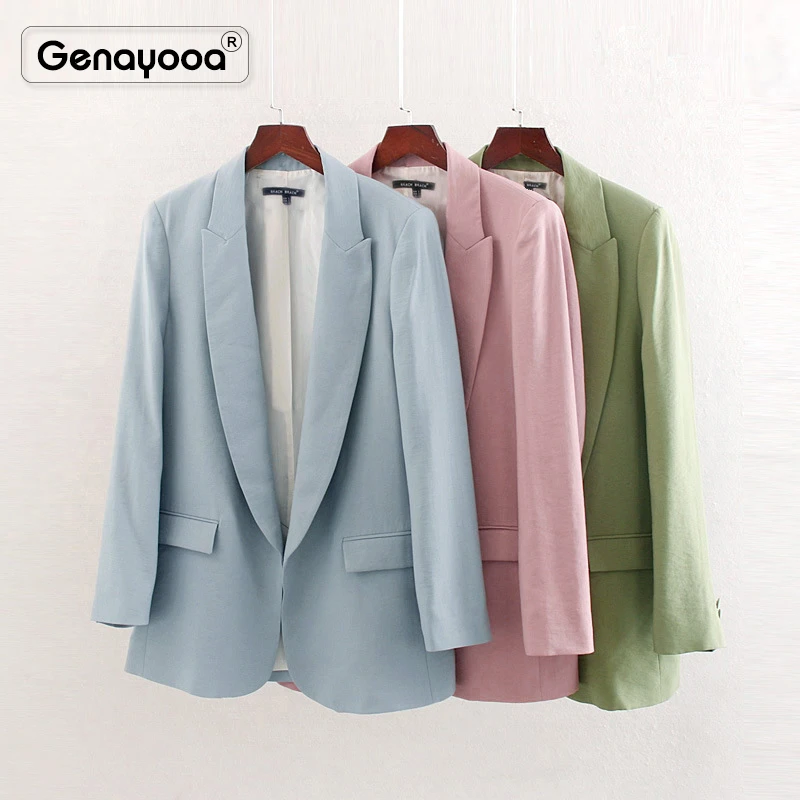 Genayooa офисный Женский блейзер женский пиджак 2019 осень розовые женские блейзеры и