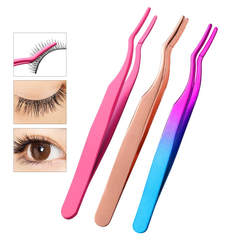 

1 pc Stainless Steel False Eyelash Curler Aid Eyelash Extension Clamp Eyebrow Tweezers Nail Welding Eyelash Clamp Makeup Tool