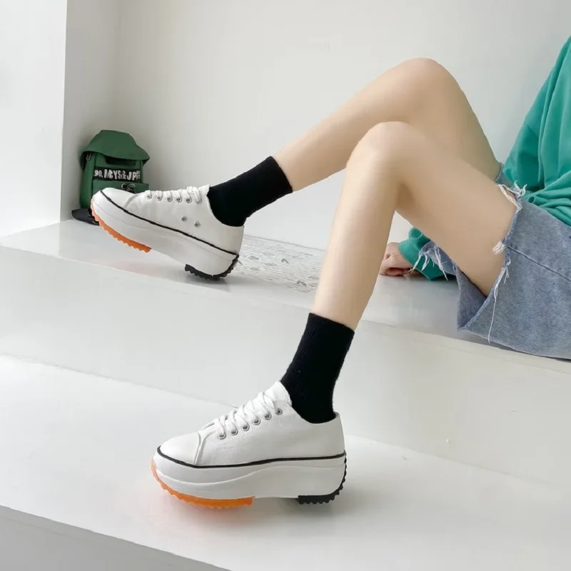 

Danai Women's high canvas shoes Women's casual canvas shoes with increased height Thick-soled shoes sneakers