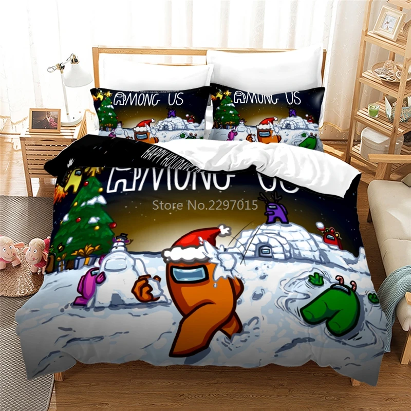 

Cartoon 3d Among Us Game Printed Bedding Set Bed Linen Duvet Cover Pillowcase Kids Bed Linen Queen King Comforter Bedding Sets