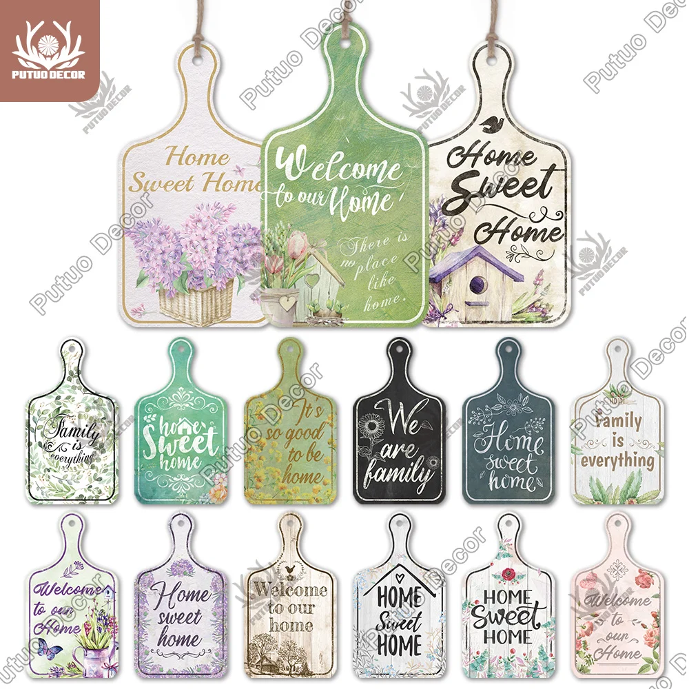 

Putuo Decor Welcome Cutting Board Sign Rustic Sweet Sign Wood Hanging Plaque for Personalized Kitchen Living Room Wall Decor