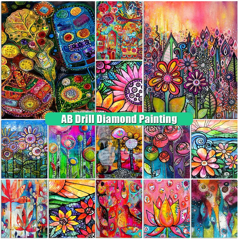 5D Color AB Diamond Painting Flower DIY Diamont Embroidery Cartoon Art Full Square Mosaic Butterfly Cross Stitch Home Decoration