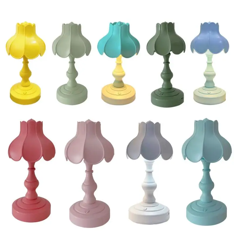 

Mini Luminous Three-speed Table Lamp Retro Table Lamp Ins Lotus Leaf Night Light Cute Girl Romantic Bedroom Creative Lighting