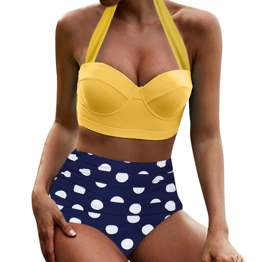 Женский бикини с высокой талией женский купальник в стиле ретро Beachewear комплект