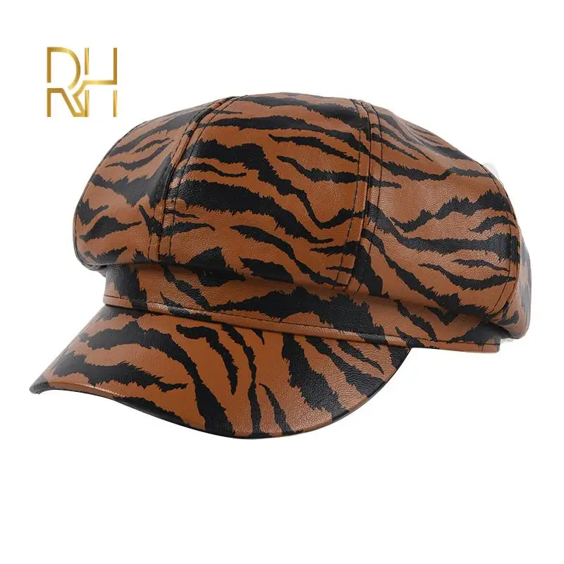 Восьмиугольный женский берет из искусственной кожи женские винтажные зимние