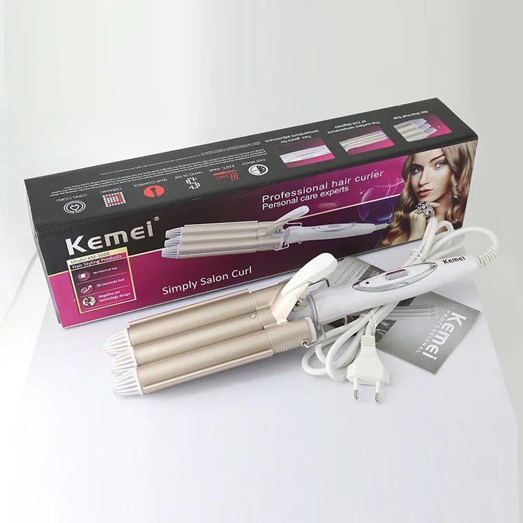 Профессиональные щипцы для завивки Kemei керамические бигуди волос с тройной