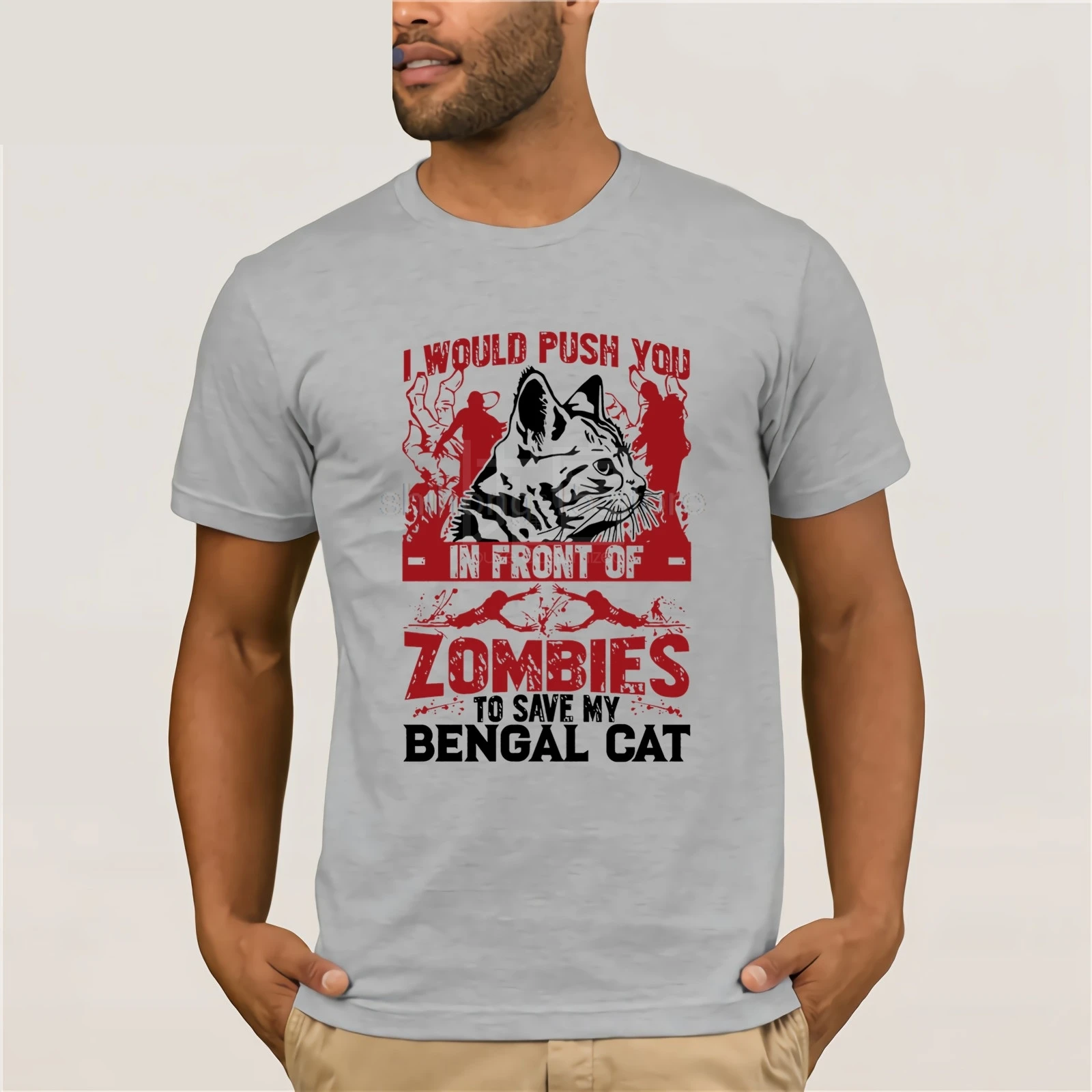 To Save My Bengal Cat I 'd Push You In a sale Of poptember футболка одежда популярная круглый вырез 100%