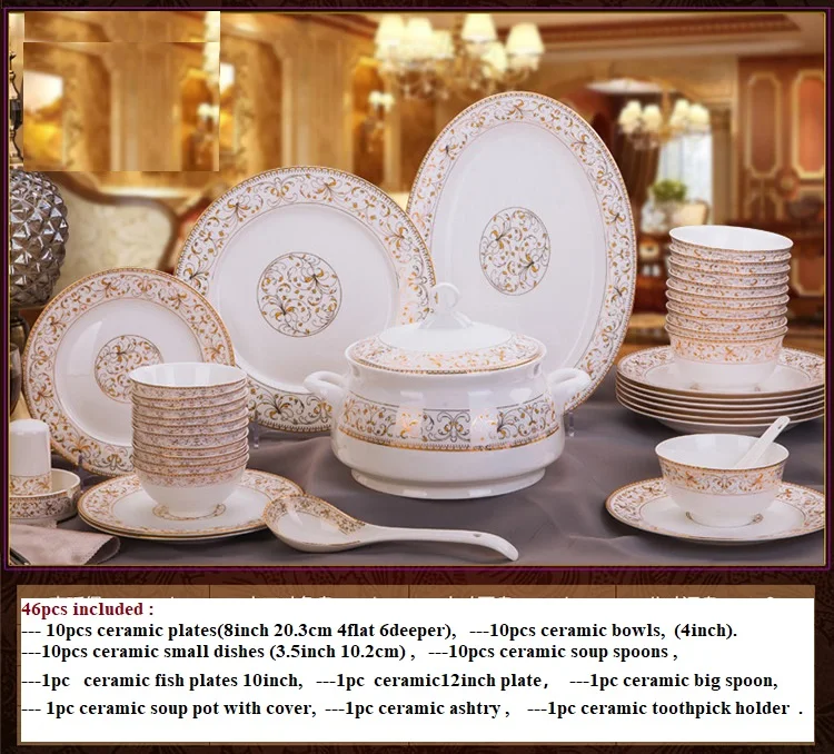 Набор посуды из 46 предметов керамические тарелки и миски|ceramic dinnerware set|dinnerware