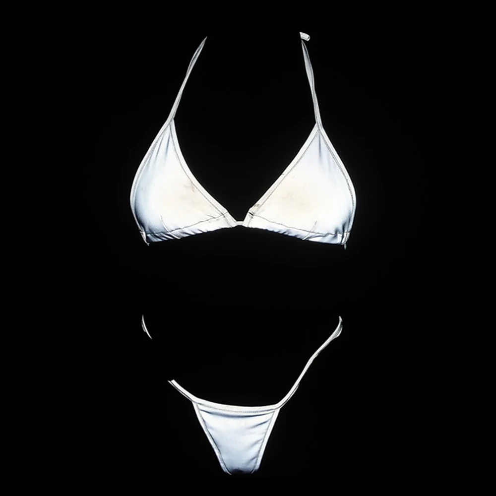 

Glowing Reflect Light Bikini Women Crystal Swimwear Bikini Set Push-Up Bandage Adjustment Swimsuit Ladies Bathing Swimming Suit