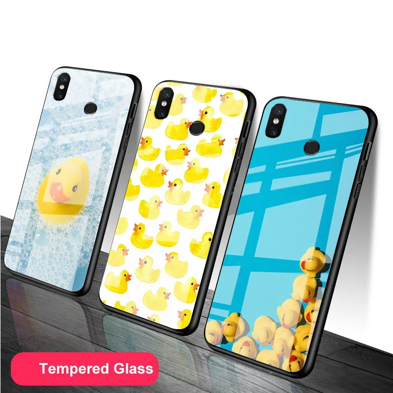Маленькая желтая утка чехол из закаленного стекла для телефона Xiaomi Redmi Note 5 6 7 8 9 Pro