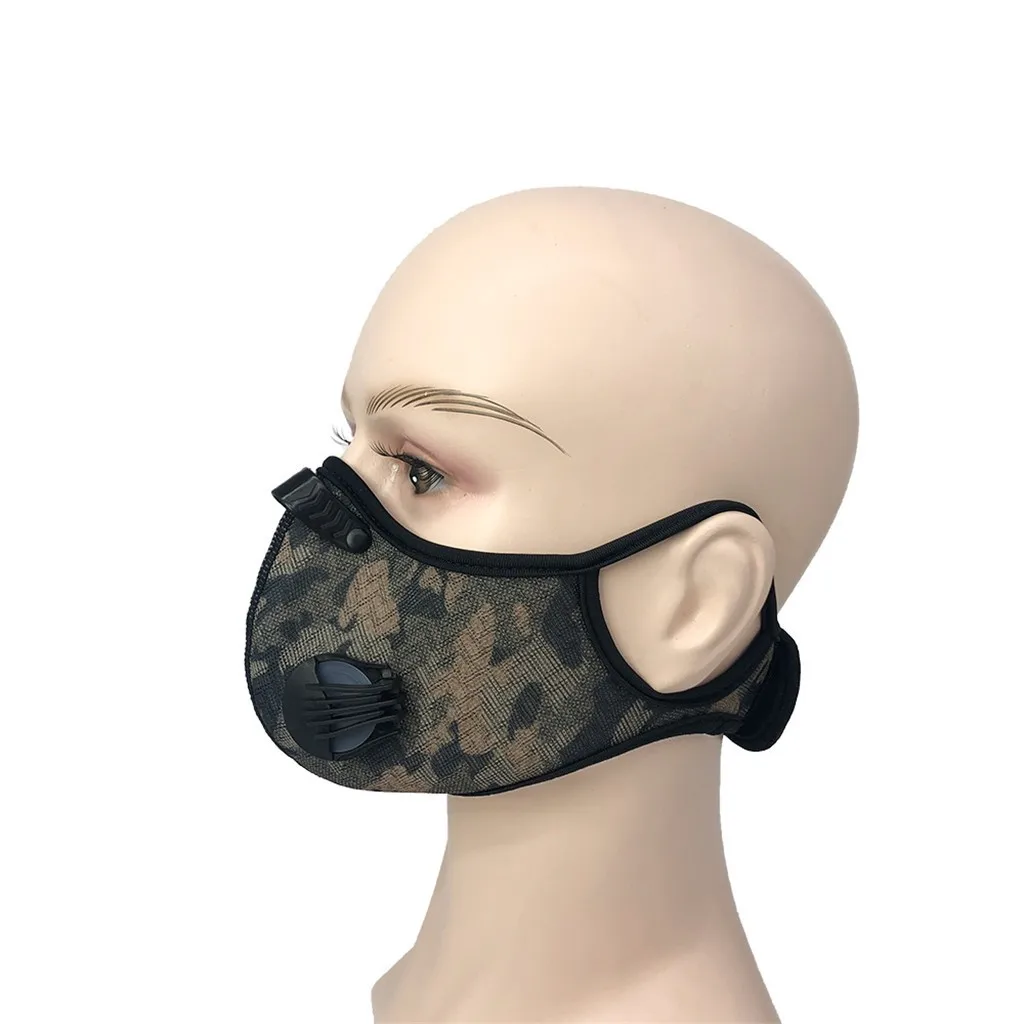 

Unisex Face Mask Activated Carbon Pm2.5 Outdoor Mouth Mask Windproof Foggy Haze Pollution Camouflage Print Mouth Mask