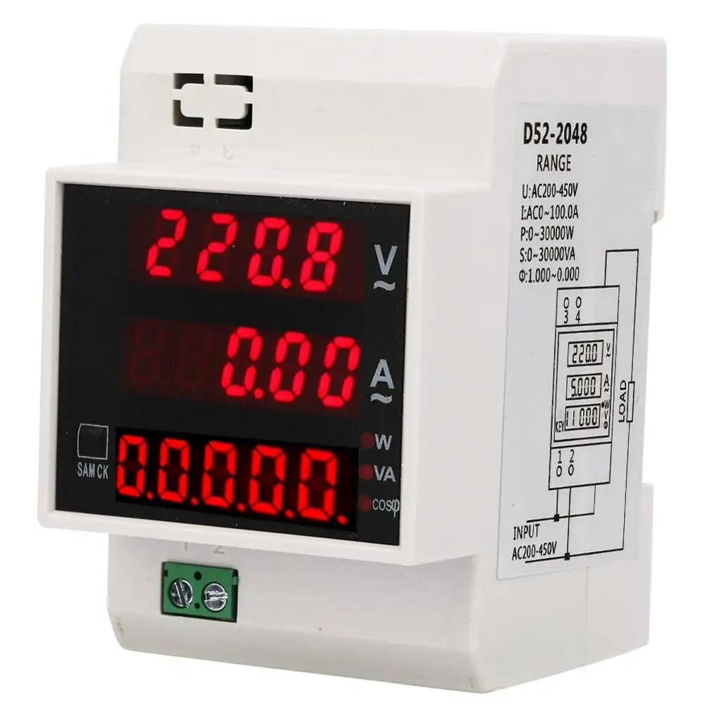 Цифровой счетчик энергии din рейка светодиодный фактор активной мощности